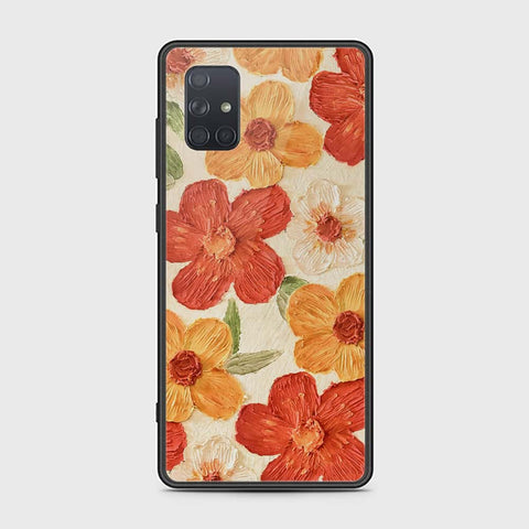 Samsung Galaxy A71 Cover - Floral Series - Design 6 - Red & Orange - HQ Ultra Shine Premium Infinity Glass Soft Silicon Borders Case