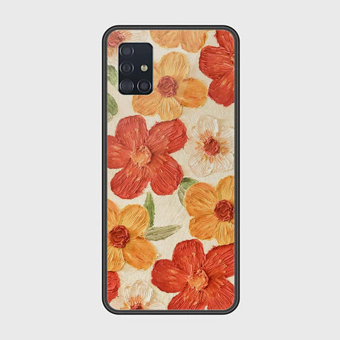 Samsung Galaxy A51 Cover - Floral Series - Design 6 - Red & Orange - HQ Ultra Shine Premium Infinity Glass Soft Silicon Borders Case