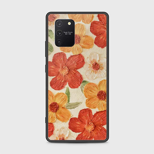 Samsung Galaxy A91 Cover - Floral Series - Design 6 - Red & Orange - HQ Ultra Shine Premium Infinity Glass Soft Silicon Borders Case