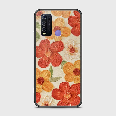 Vivo Y30 Cover - Floral Series - Design 6 - Red & Orange - HQ Ultra Shine Premium Infinity Glass Soft Silicon Borders Case