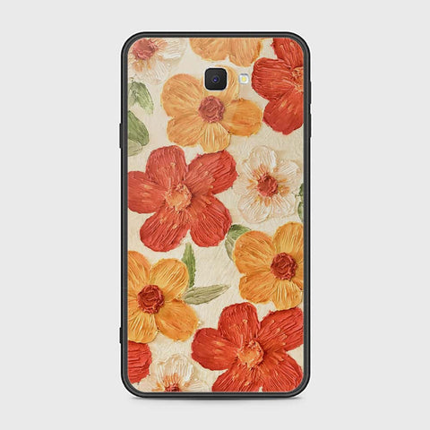 Samsung Galaxy J7 Prime Cover - Floral Series - Design 6 - Red & Orange - HQ Ultra Shine Premium Infinity Glass Soft Silicon Borders Case