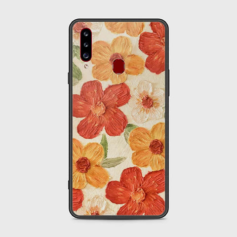 Samsung Galaxy A20s Cover - Floral Series - Design 6 - Red & Orange - HQ Ultra Shine Premium Infinity Glass Soft Silicon Borders Case