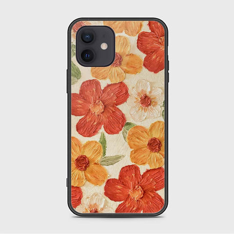 iPhone 12 Mini Cover - Floral Series - Design 6 - Red & Orange - HQ Ultra Shine Premium Infinity Glass Soft Silicon Borders Case