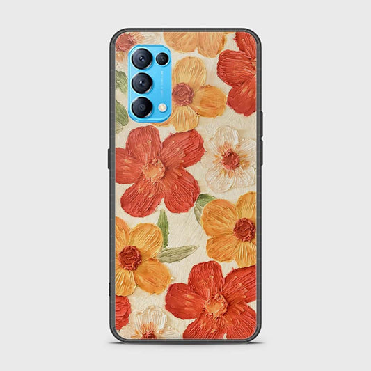 Oppo Find X3 Lite Cover - Floral Series - Design 6 - Red & Orange - HQ Ultra Shine Premium Infinity Glass Soft Silicon Borders Case