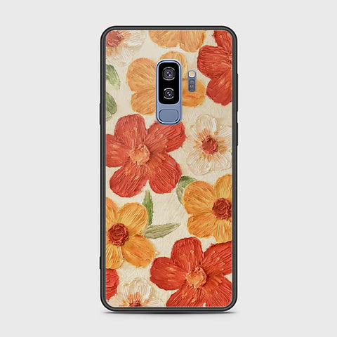 Samsung Galaxy S9 Plus Cover - Floral Series - Design 6 - Red & Orange - HQ Ultra Shine Premium Infinity Glass Soft Silicon Borders Case