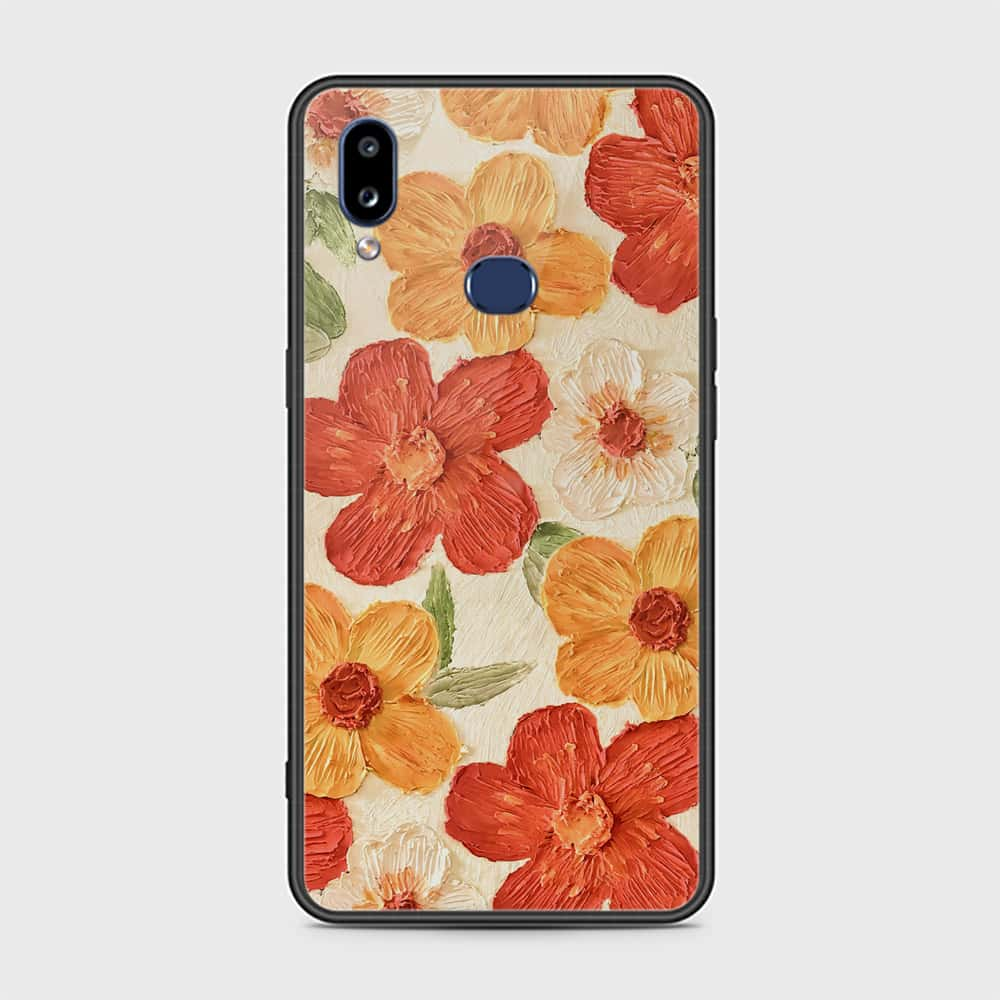 Samsung Galaxy A10s Cover - Floral Series - Design 6 - Red & Orange - HQ Ultra Shine Premium Infinity Glass Soft Silicon Borders Case