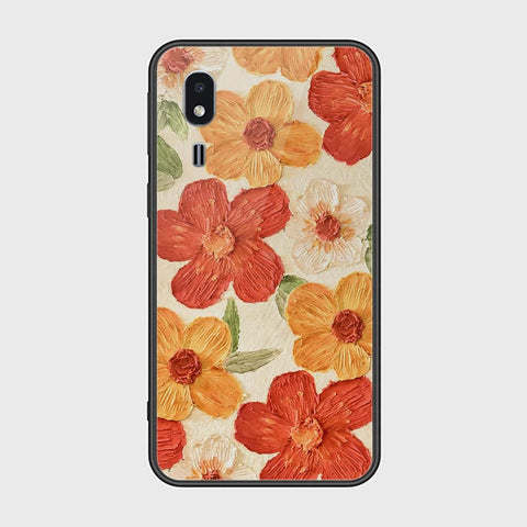 Samsung Galaxy A2 Core Cover - Floral Series - Design 6 - Red & Orange - HQ Ultra Shine Premium Infinity Glass Soft Silicon Borders Case