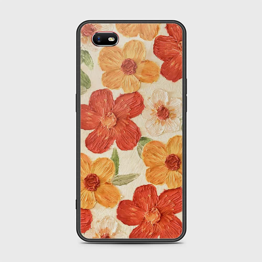 Oppo A1k Cover - Floral Series - Design 6 - Red & Orange - HQ Ultra Shine Premium Infinity Glass Soft Silicon Borders Case