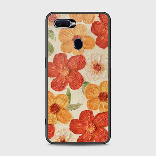 Oppo F9 Cover - Floral Series - Design 6 - Red & Orange - HQ Ultra Shine Premium Infinity Glass Soft Silicon Borders Case