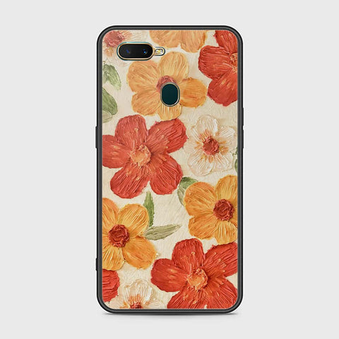 Oppo A7 Cover - Floral Series - Design 6 - Red & Orange - HQ Ultra Shine Premium Infinity Glass Soft Silicon Borders Case