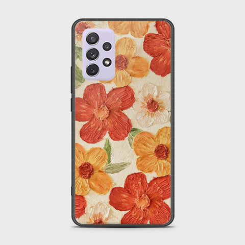 Samsung Galaxy A72 Cover - Floral Series - Design 6 - Red & Orange - HQ Ultra Shine Premium Infinity Glass Soft Silicon Borders Case