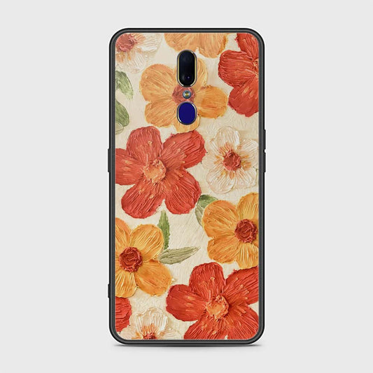 Oppo F11 Cover - Floral Series - Design 6 - Red & Orange - HQ Ultra Shine Premium Infinity Glass Soft Silicon Borders Case