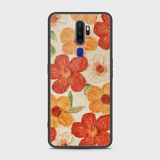 Oppo A5 2020 Cover - Floral Series - Design 6 - Red & Orange - HQ Ultra Shine Premium Infinity Glass Soft Silicon Borders Case