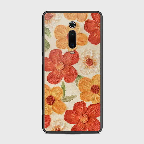 Xiaomi Mi 9T Cover - Floral Series - Design 6 - Red & Orange - HQ Ultra Shine Premium Infinity Glass Soft Silicon Borders Case