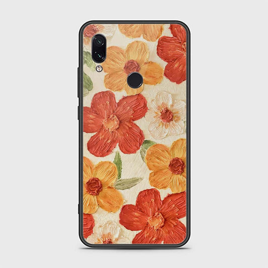 Xiaomi Redmi Note 7 Cover - Floral Series - Design 6 - Red & Orange - HQ Ultra Shine Premium Infinity Glass Soft Silicon Borders Case