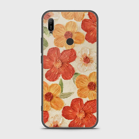 Huawei Y6 Prime 2019 Cover - Floral Series - Design 6 - Red & Orange - HQ Ultra Shine Premium Infinity Glass Soft Silicon Borders Case