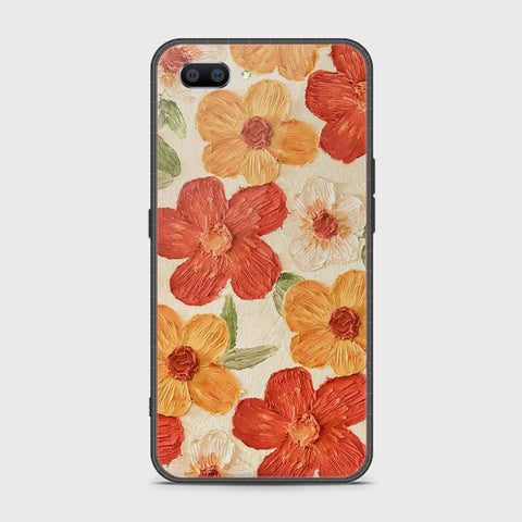 Realme C1 Cover - Floral Series - Design 6 - Red & Orange - HQ Ultra Shine Premium Infinity Glass Soft Silicon Borders Case