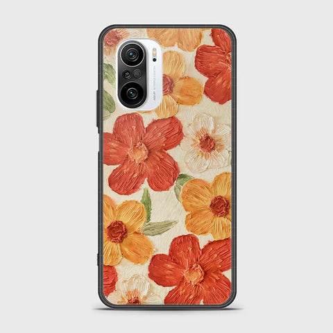 Xiaomi Redmi K40 Cover - Floral Series - Design 6 - Red & Orange - HQ Ultra Shine Premium Infinity Glass Soft Silicon Borders Case