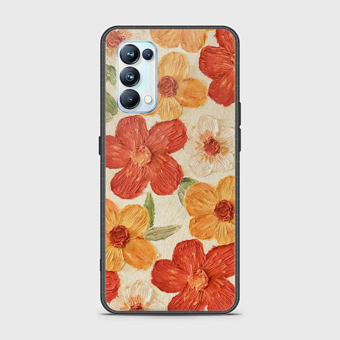 Oppo Reno 5 Pro 5G Cover - Floral Series - Design 6 - Red & Orange - HQ Ultra Shine Premium Infinity Glass Soft Silicon Borders Case