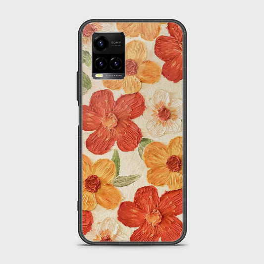 Vivo Y21a Cover - Floral Series - Design 6 - Red & Orange - HQ Ultra Shine Premium Infinity Glass Soft Silicon Borders Case