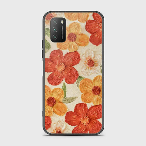 Xiaomi Poco M3 Cover - Floral Series - Design 6 - Red & Orange - HQ Ultra Shine Premium Infinity Glass Soft Silicon Borders Case