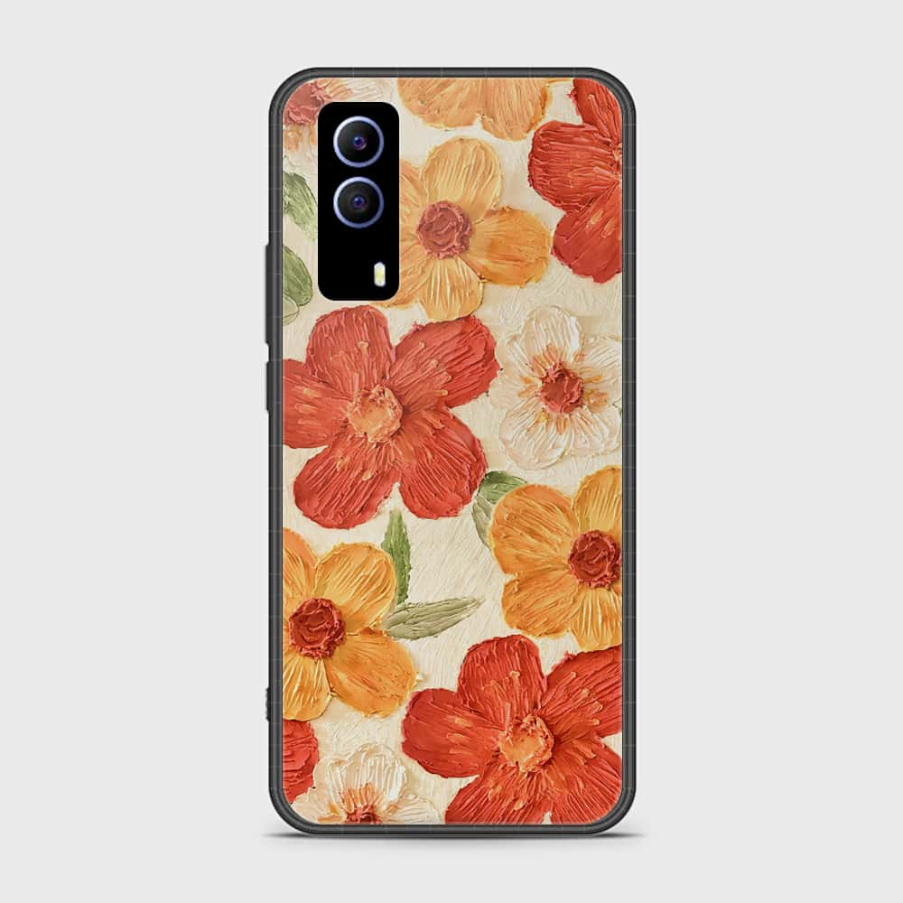 Vivo Y31 Cover - Floral Series - Design 6 - Red & Orange - HQ Ultra Shine Premium Infinity Glass Soft Silicon Borders Case