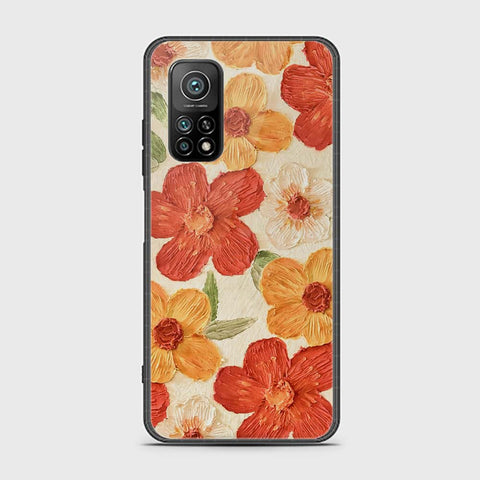 Xiaomi Mi 10T Pro Cover - Floral Series - Design 6 - Red & Orange - HQ Ultra Shine Premium Infinity Glass Soft Silicon Borders Case