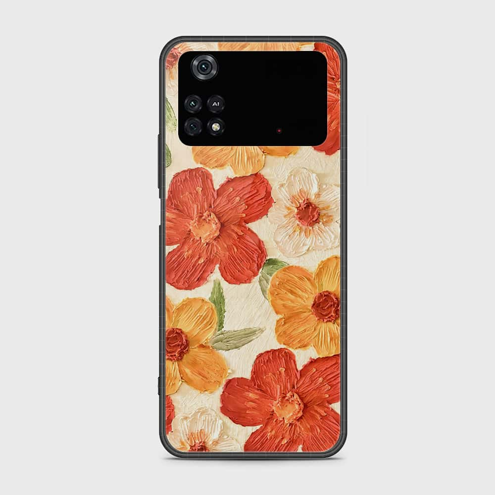 Xiaomi Poco M4 Pro Cover - Floral Series - Design 6 - Red & Orange - HQ Ultra Shine Premium Infinity Glass Soft Silicon Borders Case