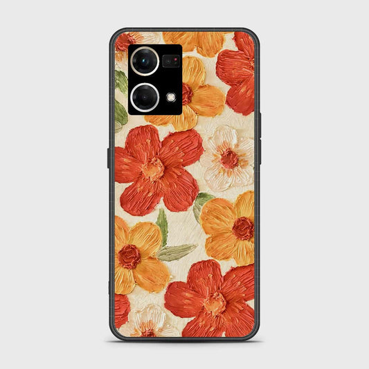 Oppo F21 Pro 4G Cover - Floral Series - Design 6 - Red & Orange - HQ Ultra Shine Premium Infinity Glass Soft Silicon Borders Case