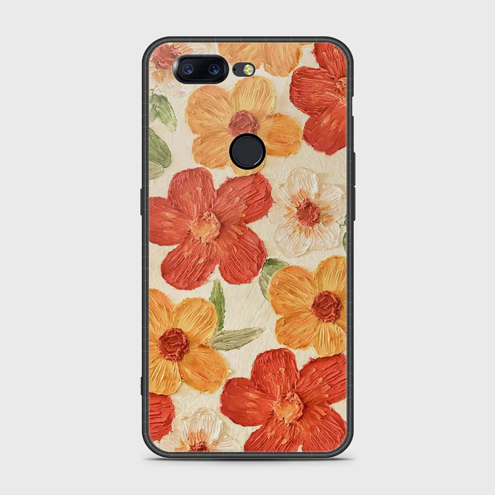 OnePlus 5T Cover - Floral Series - Design 6 - Red & Orange - HQ Ultra Shine Premium Infinity Glass Soft Silicon Borders Case