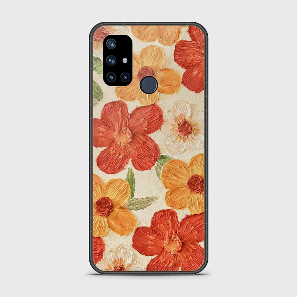 OnePlus Nord N10 5G Cover - Floral Series - Design 6 - Red & Orange - HQ Ultra Shine Premium Infinity Glass Soft Silicon Borders Case