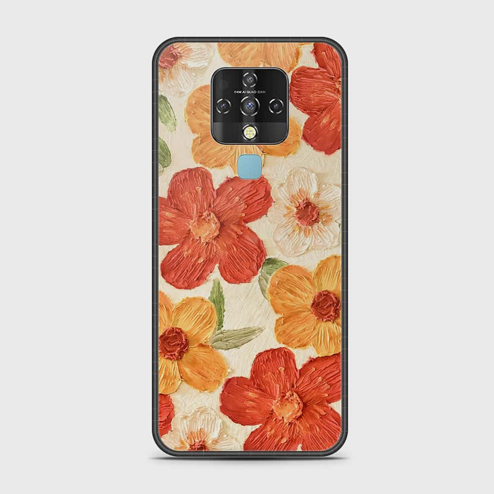 Tecno Camon 16 Cover - Floral Series - Design 6 - Red & Orange - HQ Ultra Shine Premium Infinity Glass Soft Silicon Borders Case