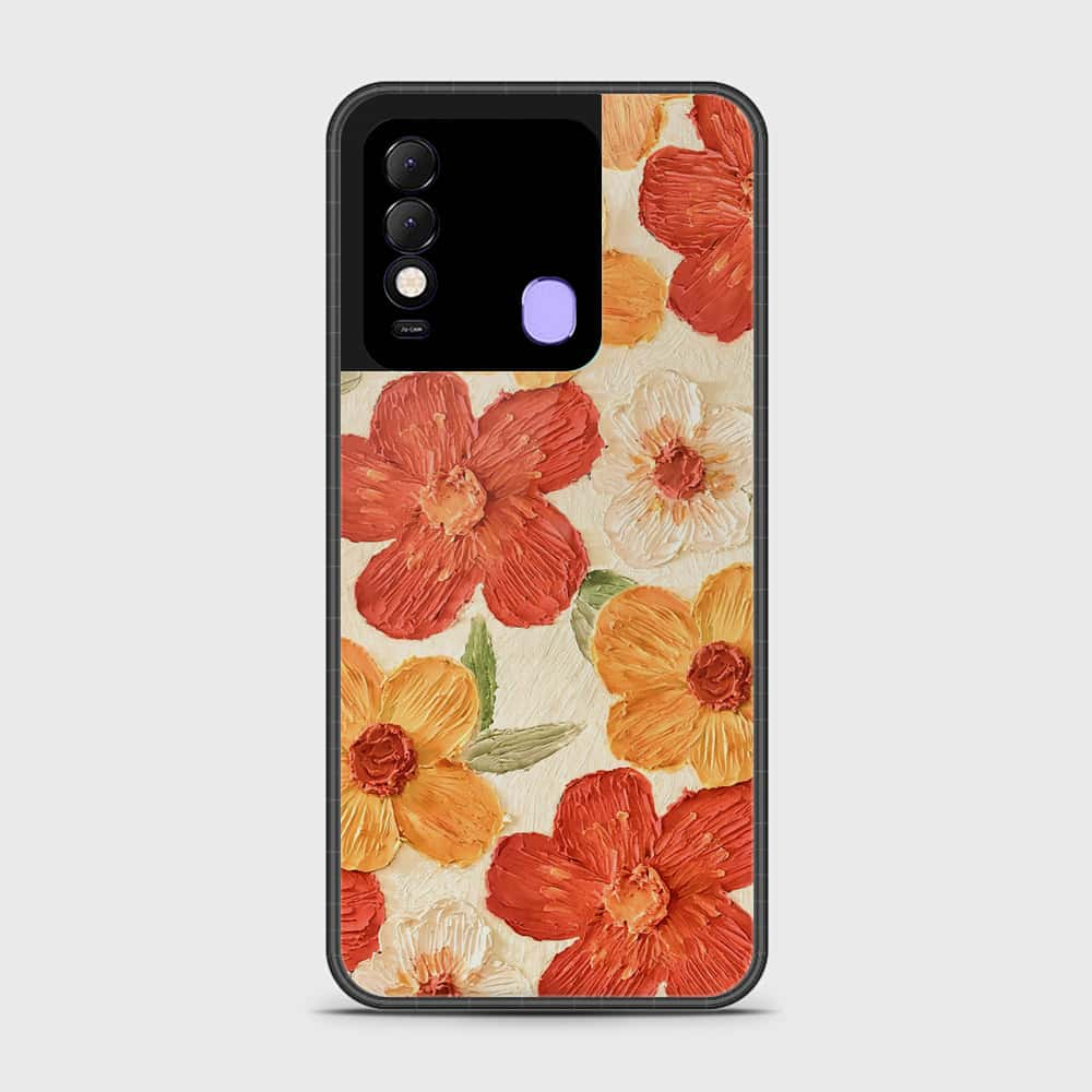 Tecno Spark 8 Cover - Floral Series - Design 6 - Red & Orange - HQ Ultra Shine Premium Infinity Glass Soft Silicon Borders Case