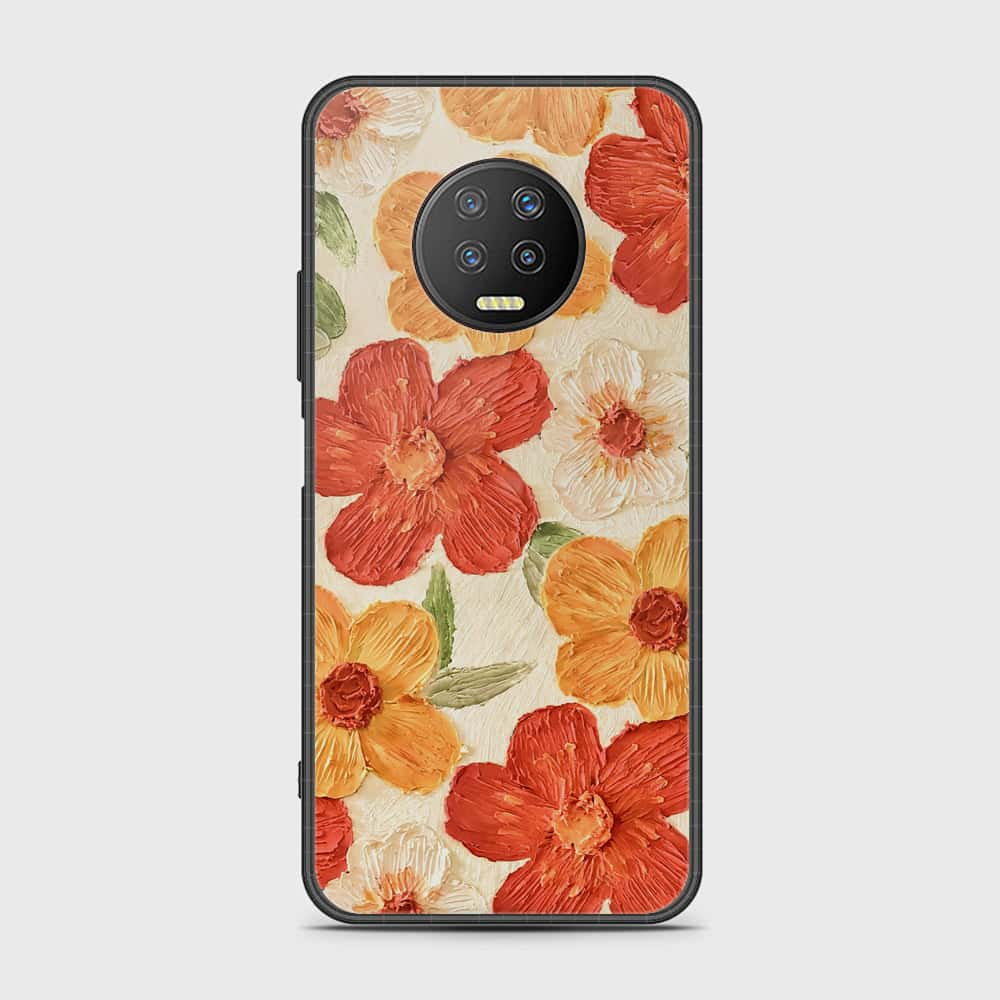 Infinix Note 7 Cover - Floral Series - Design 6 - Red & Orange - HQ Ultra Shine Premium Infinity Glass Soft Silicon Borders Case