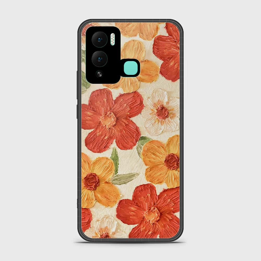 Infinix Hot 12 Play Cover - Floral Series - Design 6 - Red & Orange - HQ Ultra Shine Premium Infinity Glass Soft Silicon Borders Case