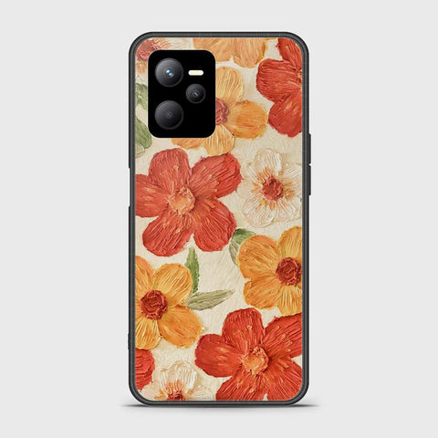 Realme C35 Cover - Floral Series - Design 6 - Red & Orange - HQ Ultra Shine Premium Infinity Glass Soft Silicon Borders Case