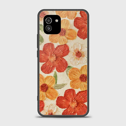 Samsung Galaxy A03 Cover - Floral Series - Design 6 - Red & Orange - HQ Ultra Shine Premium Infinity Glass Soft Silicon Borders Case