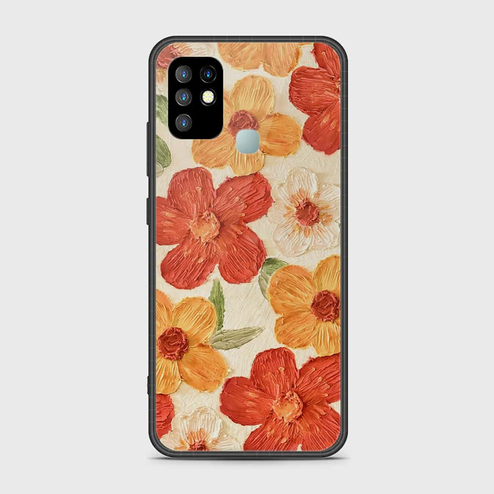 Infinix Hot 10 Cover - Floral Series - Design 6 - Red & Orange - HQ Ultra Shine Premium Infinity Glass Soft Silicon Borders Case