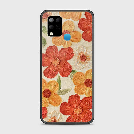 Infinix Hot 10s Cover - Floral Series - Design 6 - Red & Orange - HQ Ultra Shine Premium Infinity Glass Soft Silicon Borders Case