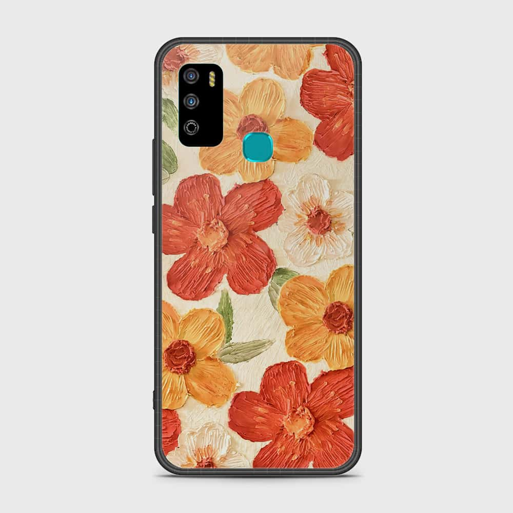 Infinix Hot 9 Play Cover - Floral Series - Design 6 - Red & Orange - HQ Ultra Shine Premium Infinity Glass Soft Silicon Borders Case