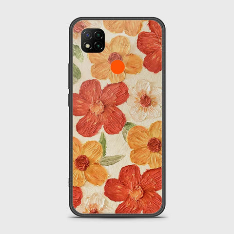 Xiaomi Redmi 10A Cover - Floral Series - Design 6 - Red & Orange - HQ Ultra Shine Premium Infinity Glass Soft Silicon Borders Case