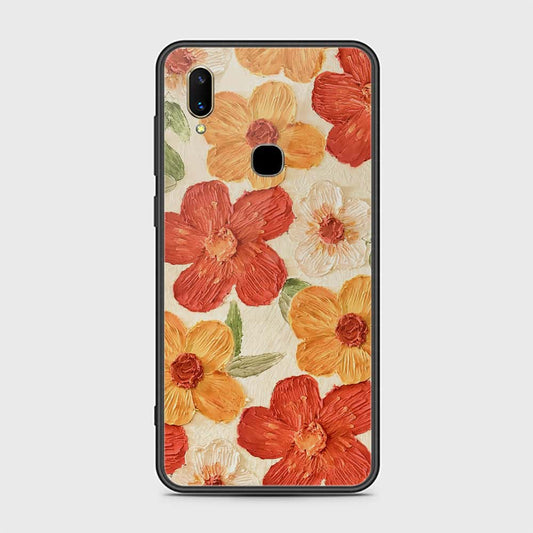 Vivo V11 Cover - Floral Series - Design 6 - Red & Orange - HQ Ultra Shine Premium Infinity Glass Soft Silicon Borders Case