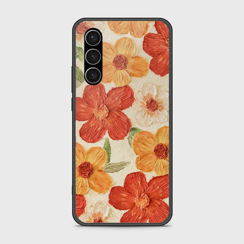 Samsung Galaxy S23 5G Cover - Floral Series - Design 6 - Red & Orange - HQ Ultra Shine Premium Infinity Glass Soft Silicon Borders Case