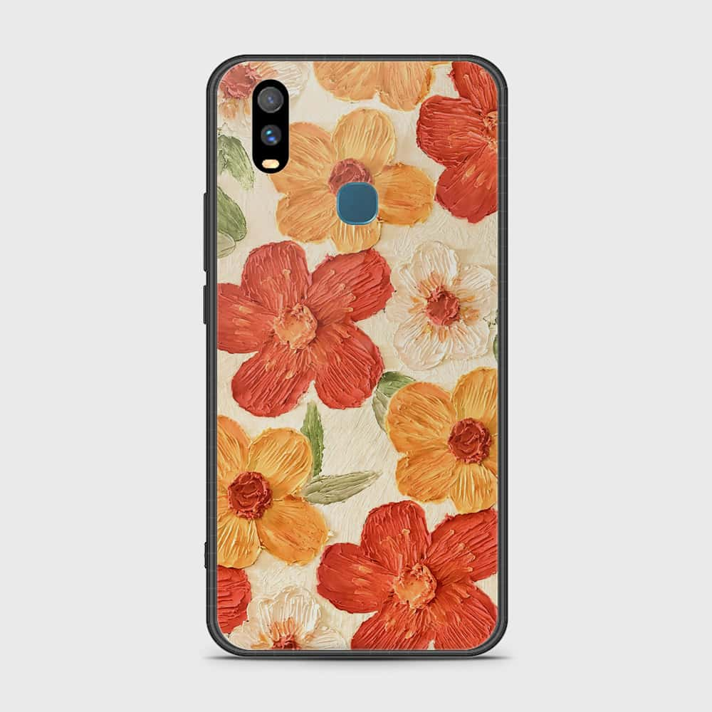 vivo Y11 (2019) Cover - Floral Series - Design 6 - Red & Orange - HQ Ultra Shine Premium Infinity Glass Soft Silicon Borders Case