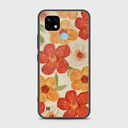 Realme C21 Cover - Floral Series - Design 6 - Red & Orange - HQ Ultra Shine Premium Infinity Glass Soft Silicon Borders Case