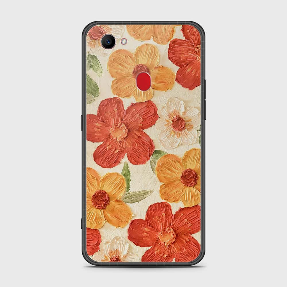 Oppo F7 Cover - Floral Series - Design 6 - Red & Orange - HQ Ultra Shine Premium Infinity Glass Soft Silicon Borders Case