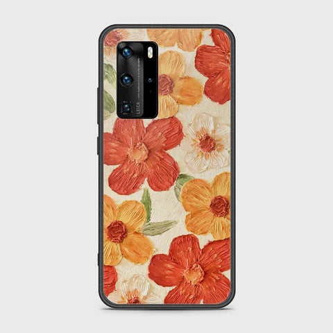 Huawei P40 Pro Cover - Floral Series - Design 6 - Red & Orange - HQ Ultra Shine Premium Infinity Glass Soft Silicon Borders Case