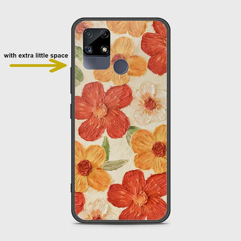 Realme C25s Cover - Floral Series - Design 6 - Red & Orange - HQ Ultra Shine Premium Infinity Glass Soft Silicon Borders Case