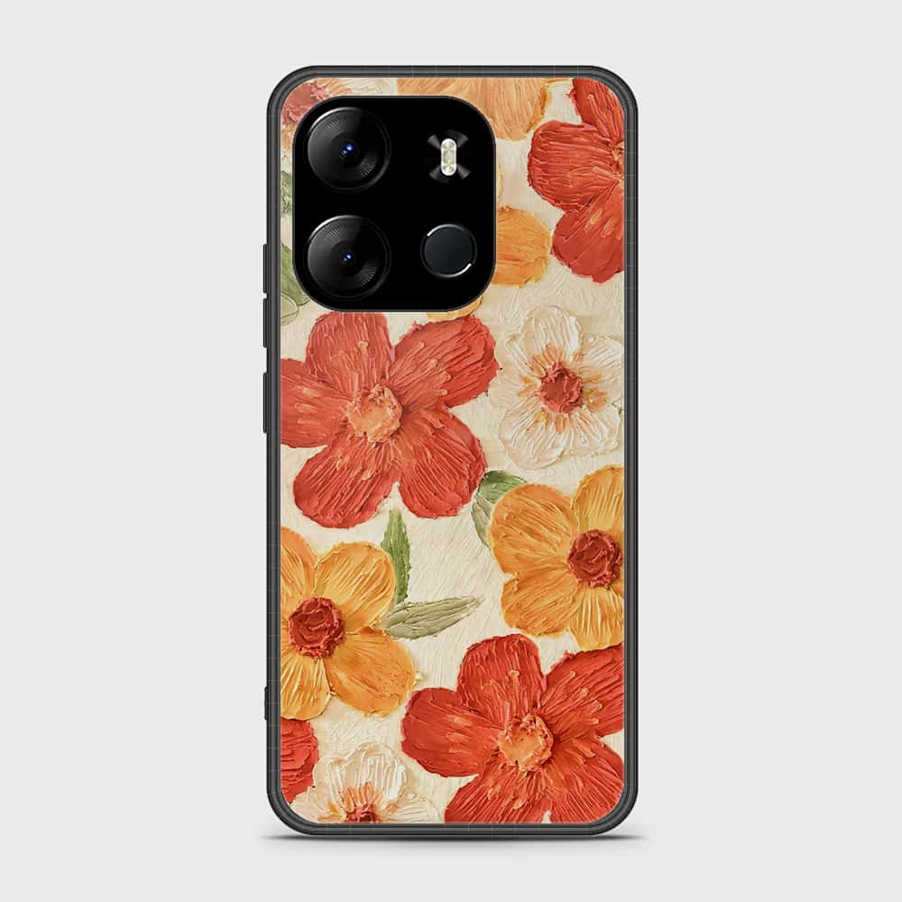 Infinix Smart 7 Plus Cover - Floral Series - Design 6 - Red & Orange - HQ Ultra Shine Premium Infinity Glass Soft Silicon Borders Case