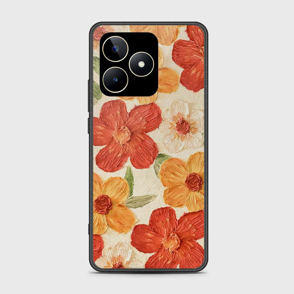 Realme Narzo N53 Cover - Floral Series - Design 6 - Red & Orange - HQ Ultra Shine Premium Infinity Glass Soft Silicon Borders Case